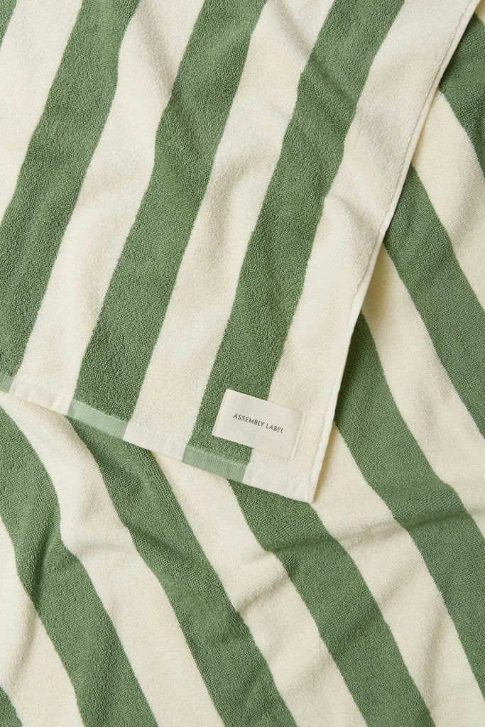 Cotton Stripe Beach Towel Pandan / Cream stripe