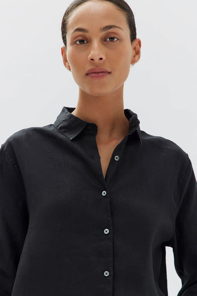 Xander Linen Shirt Black