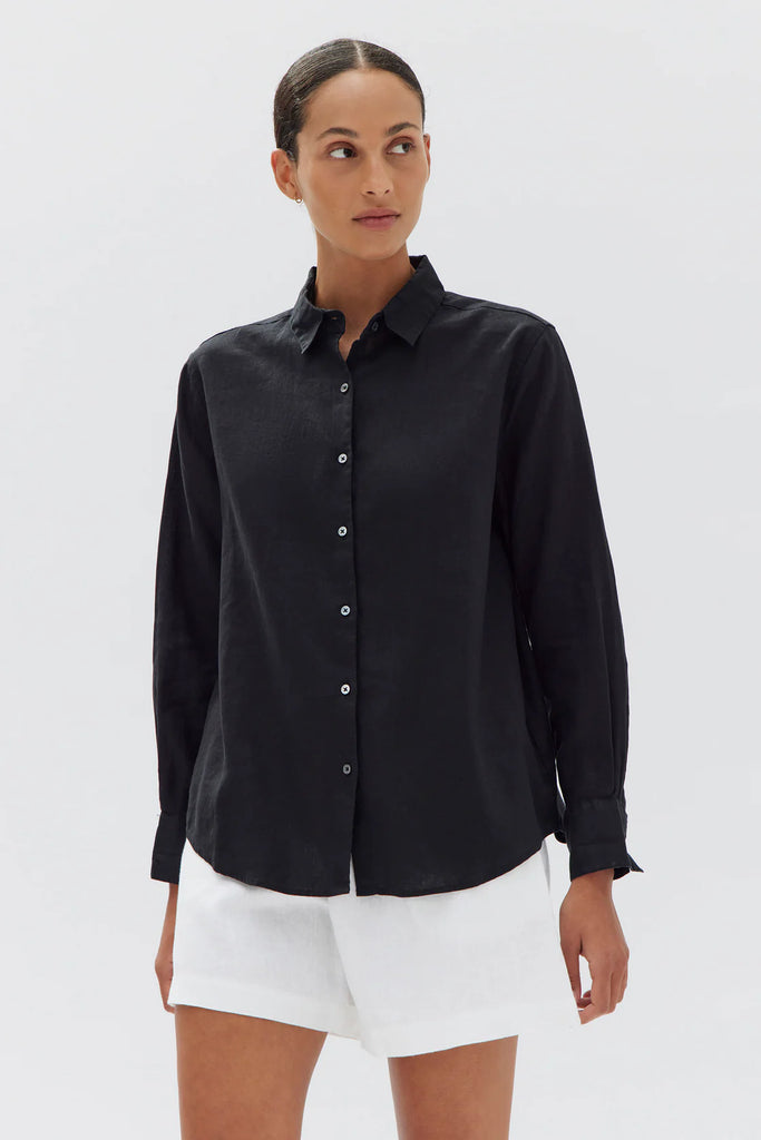 Xander Linen Shirt Black