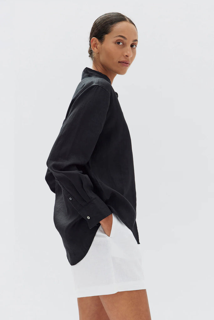 Xander Linen Shirt Black