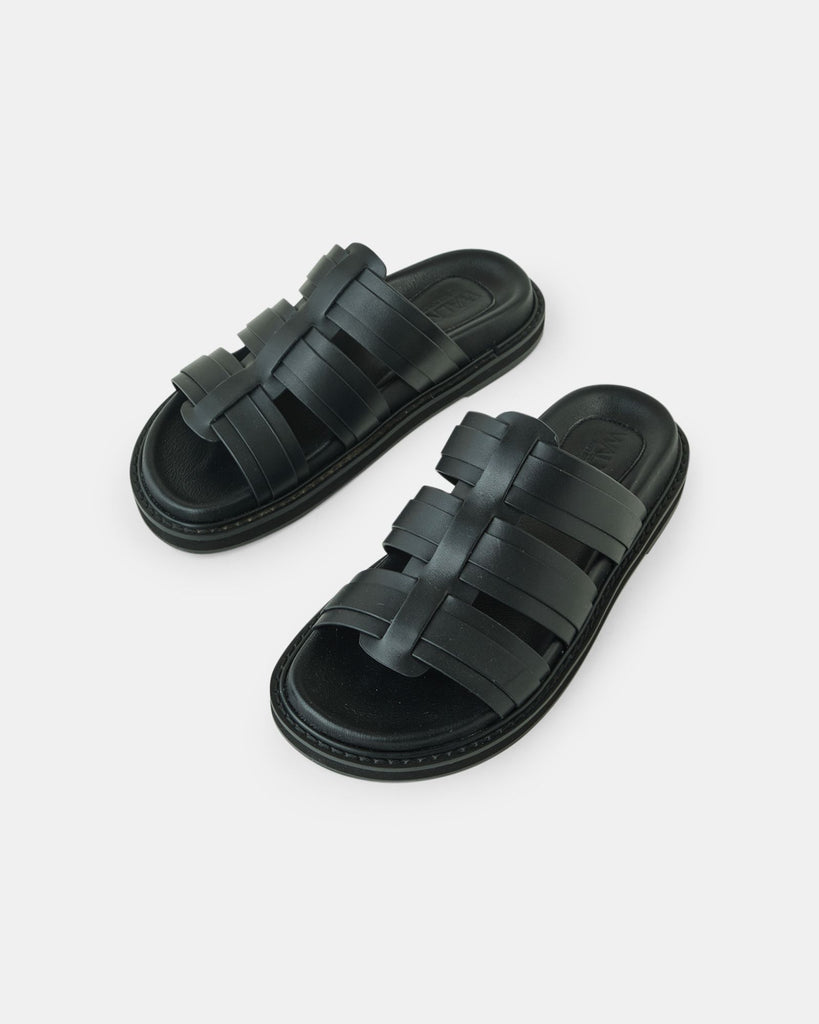 Olena Leather Slide - Black