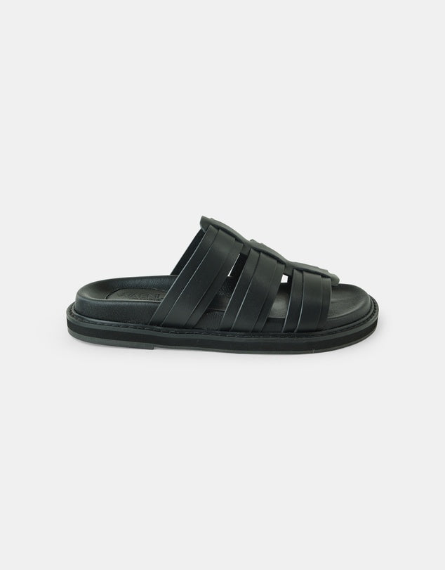 Olena Leather Slide - Black