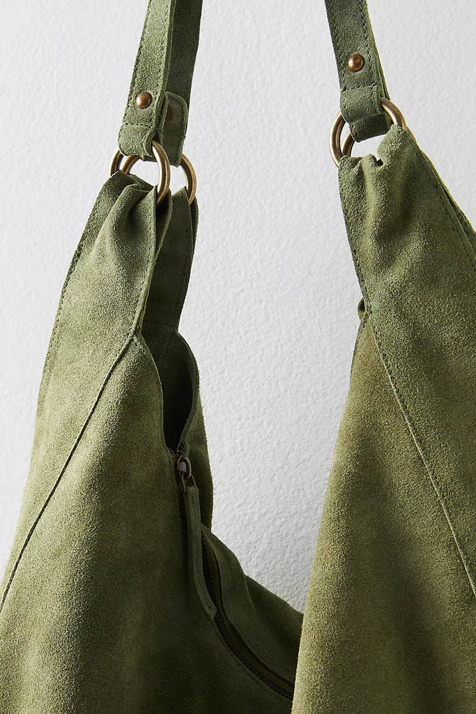 Roma Suede Tote Bag Olive Moss