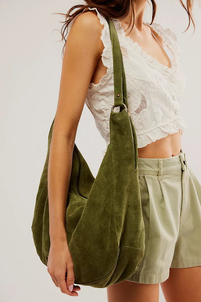 Roma Suede Tote Bag Olive Moss