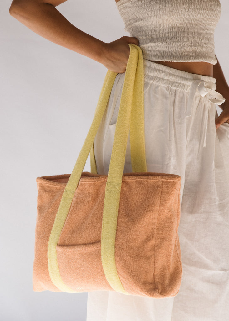 HELLO TERRY TOTE BAG // PEACHY LEMON