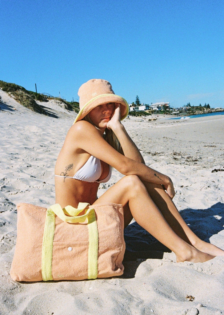 HELLO TERRY TOTE BAG // PEACHY LEMON