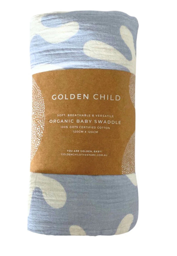 Marine dream organic cotton baby swaddle - Azure