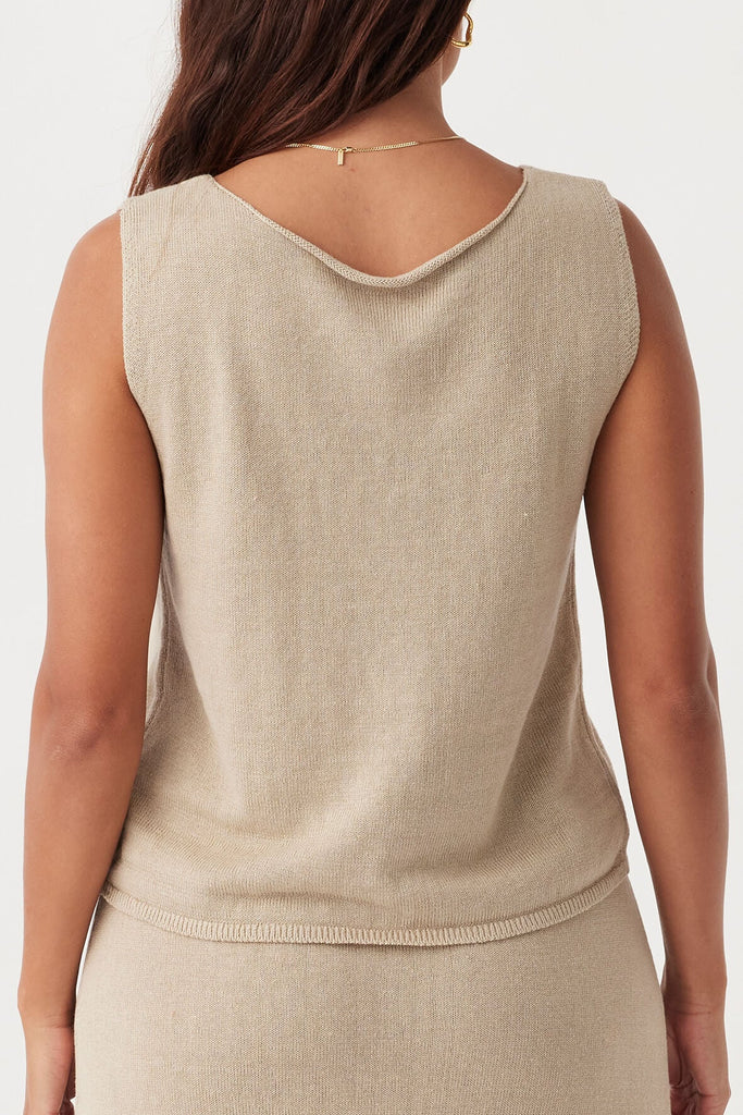 POPPY ORGANIC COTTON LINEN REVERSIBLE VEST - TAUPE