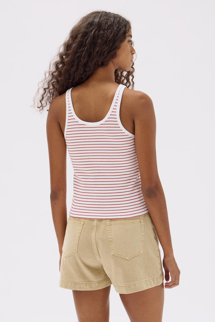 Drew Stripe Rib Tank Papaya / White