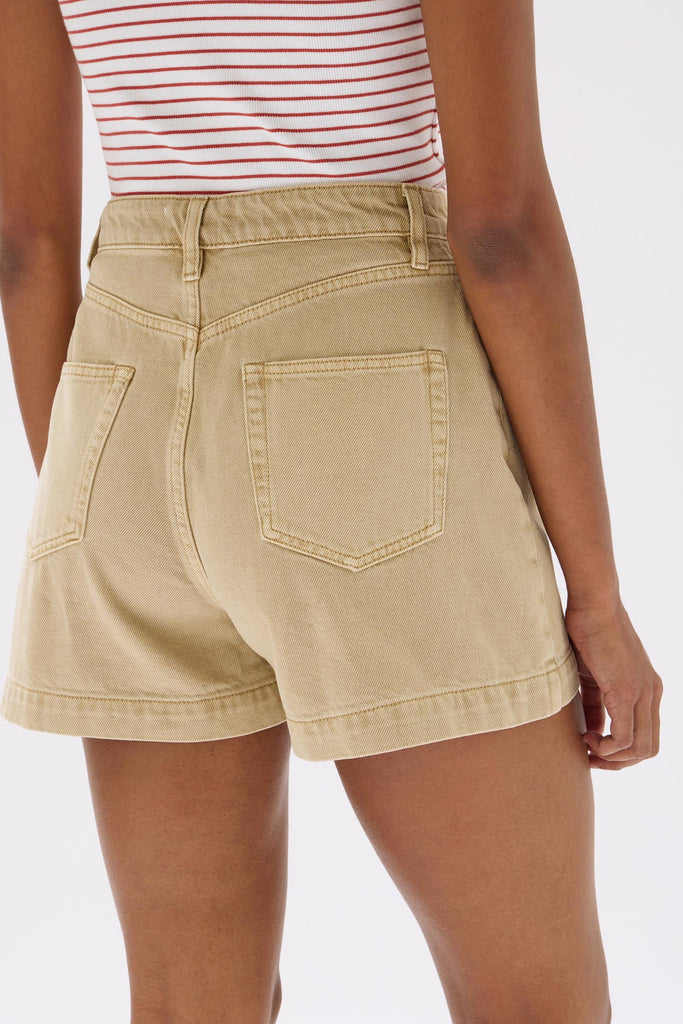 Boxy Denim Short Tan