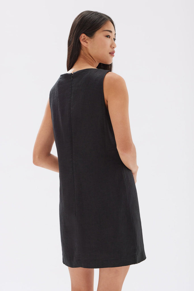 Nadine Linen Mini Dress Black