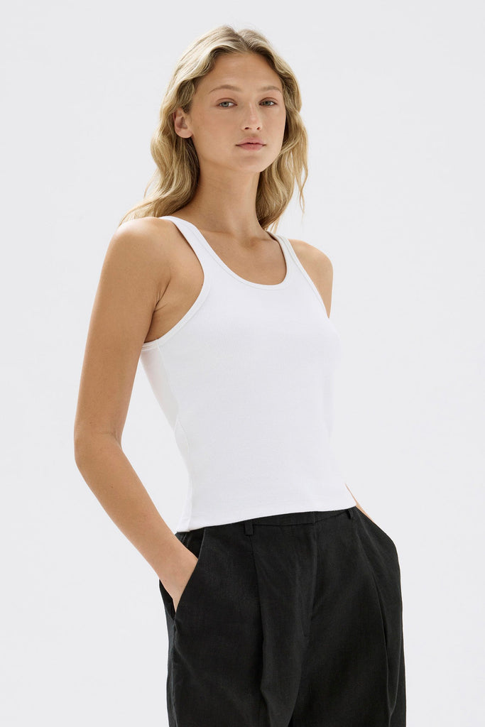 Drew Rib Tank White