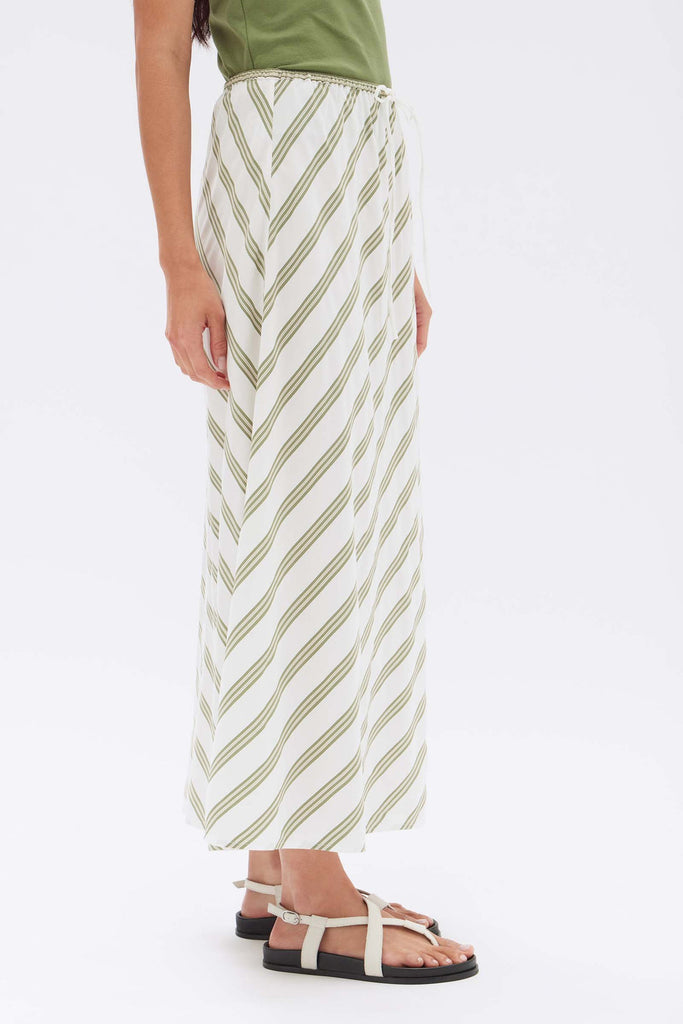 Isola Stripe Skirt Pandan/Antique White