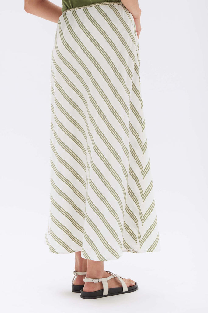 Isola Stripe Skirt Pandan/Antique White