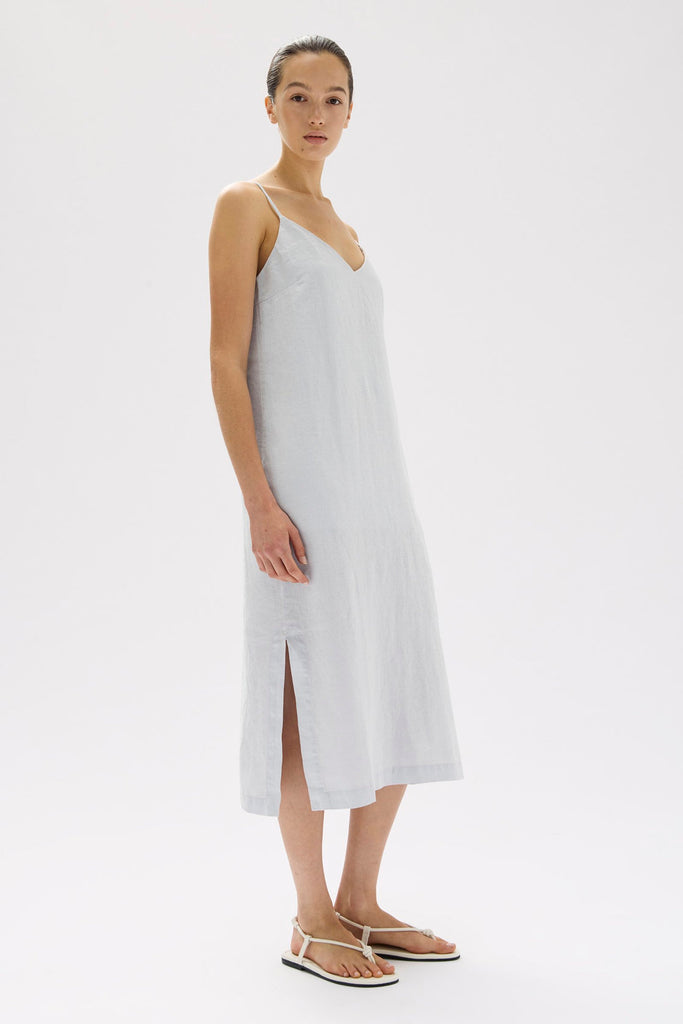 Vallory Linen Slip Dress Blue Haze