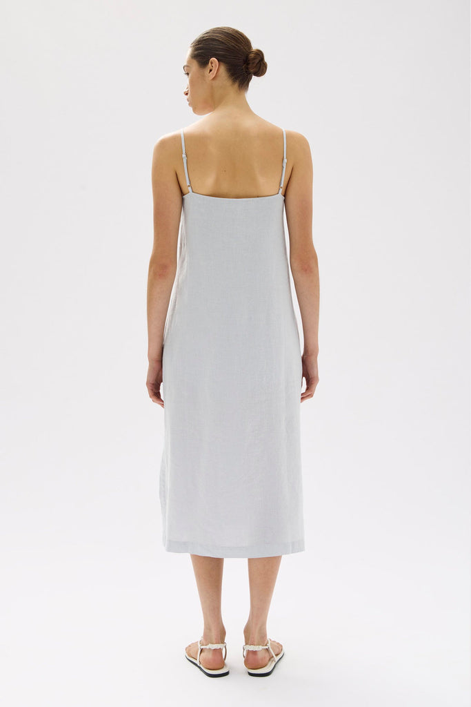 Vallory Linen Slip Dress Blue Haze