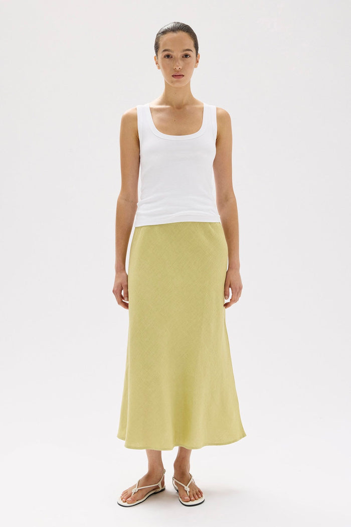 Stella Linen Bias Skirt Pear