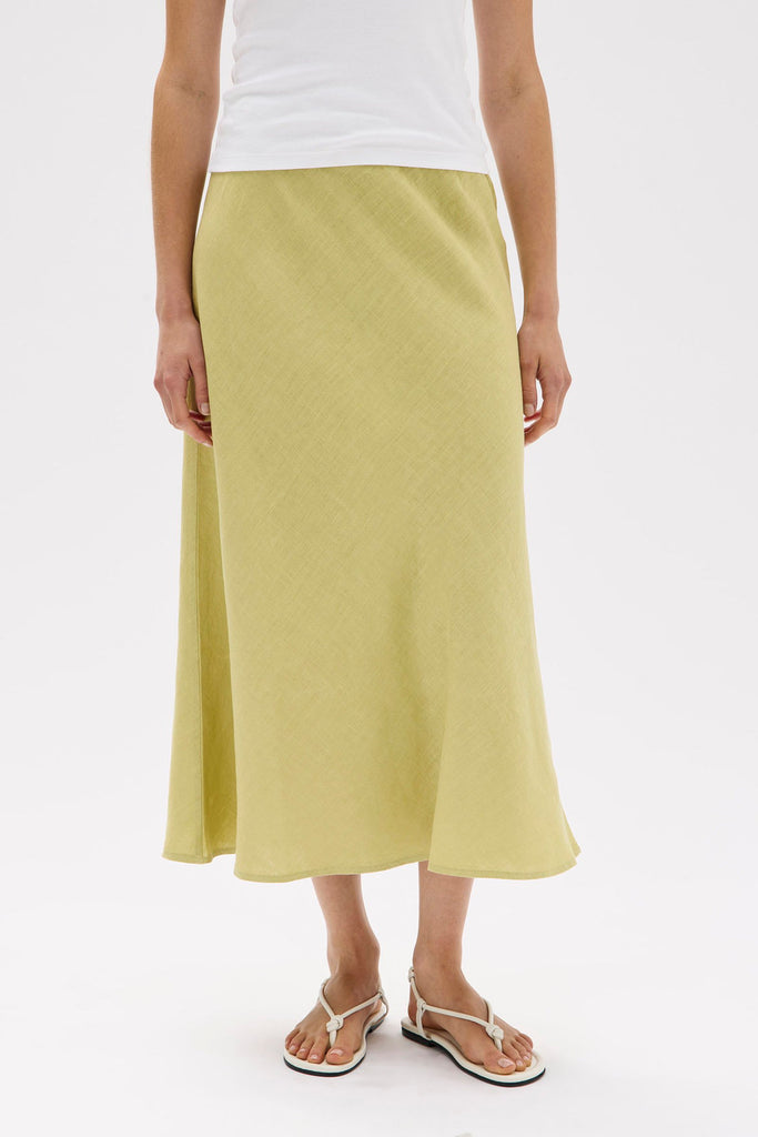 Stella Linen Bias Skirt Pear