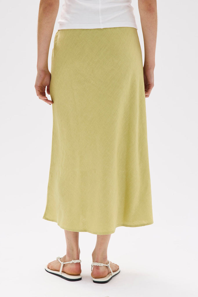 Stella Linen Bias Skirt Pear