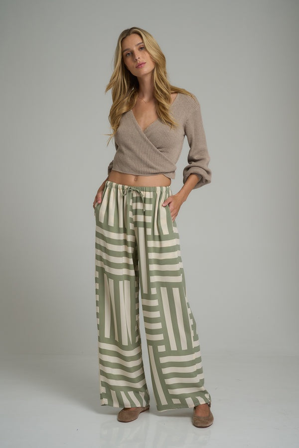 FENTON PANT - OXFORD BLOCK PESTO/CASHMERE