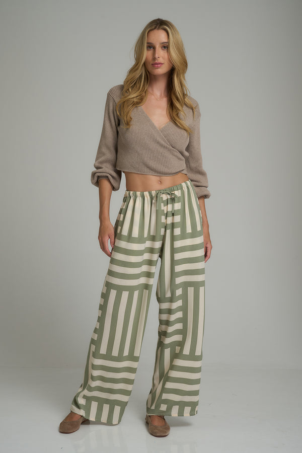 FENTON PANT - OXFORD BLOCK PESTO/CASHMERE