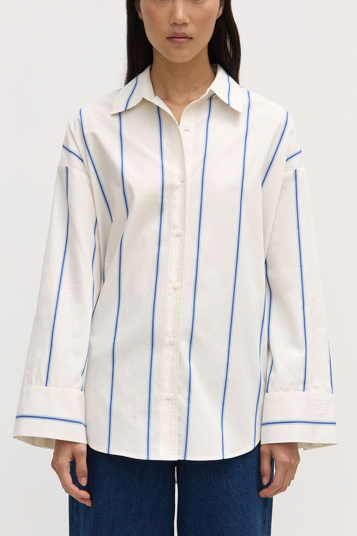 Addie Poplin Stripe Shirt Ultramarine