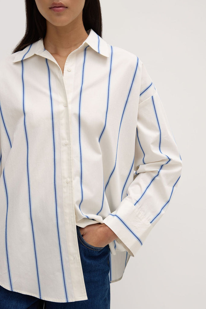 Addie Poplin Stripe Shirt Ultramarine