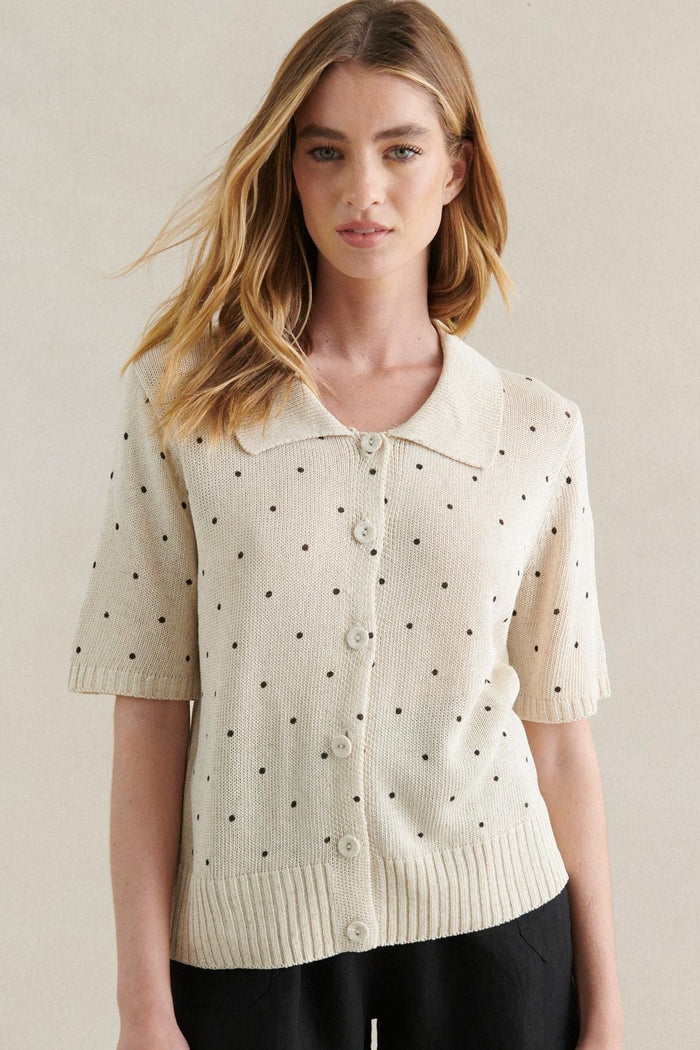 Polka Dot Button Top