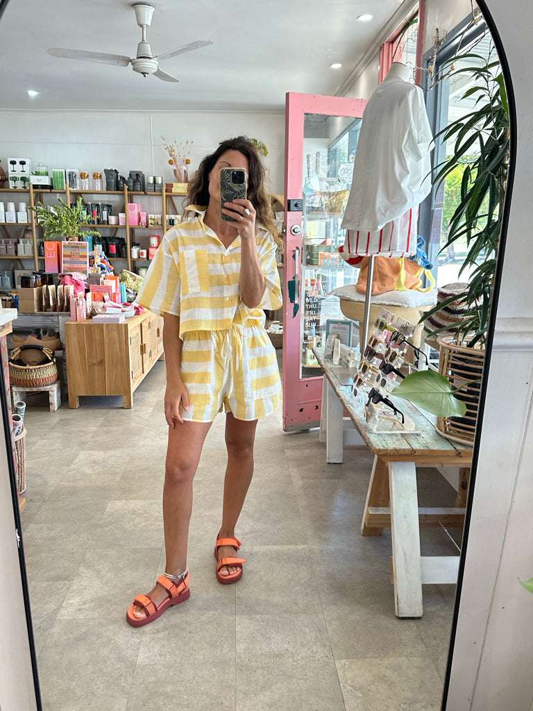 Yellow Stripe Short Set