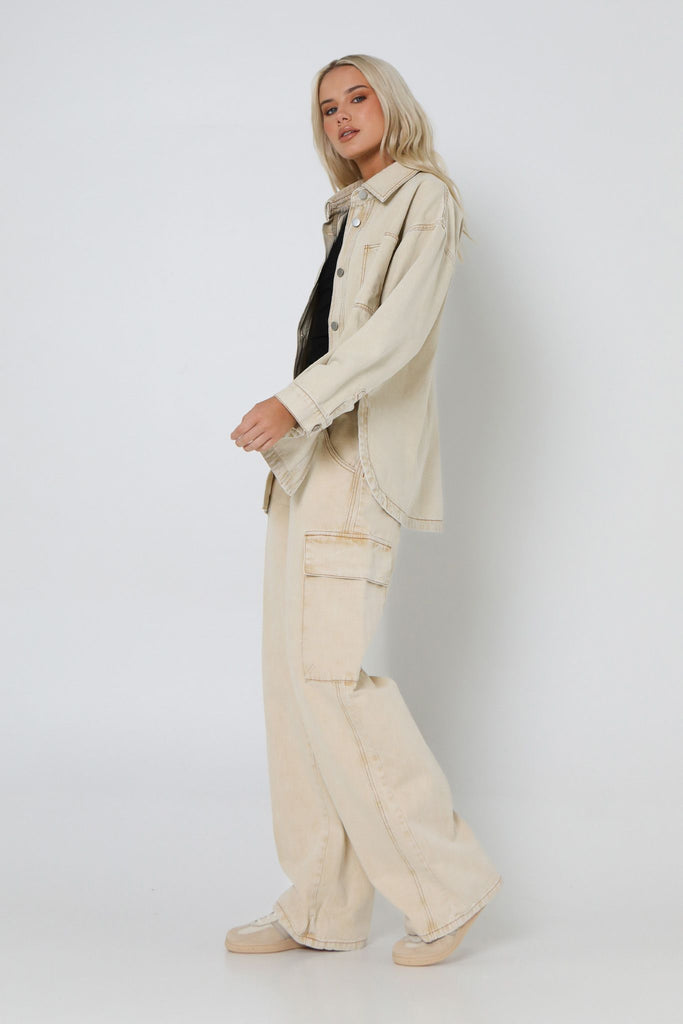 Jude Cargo Pant Beige Denim