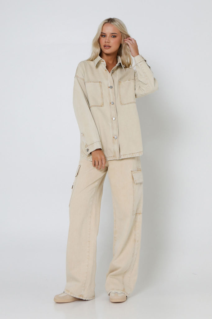 Jude Cargo Pant Beige Denim