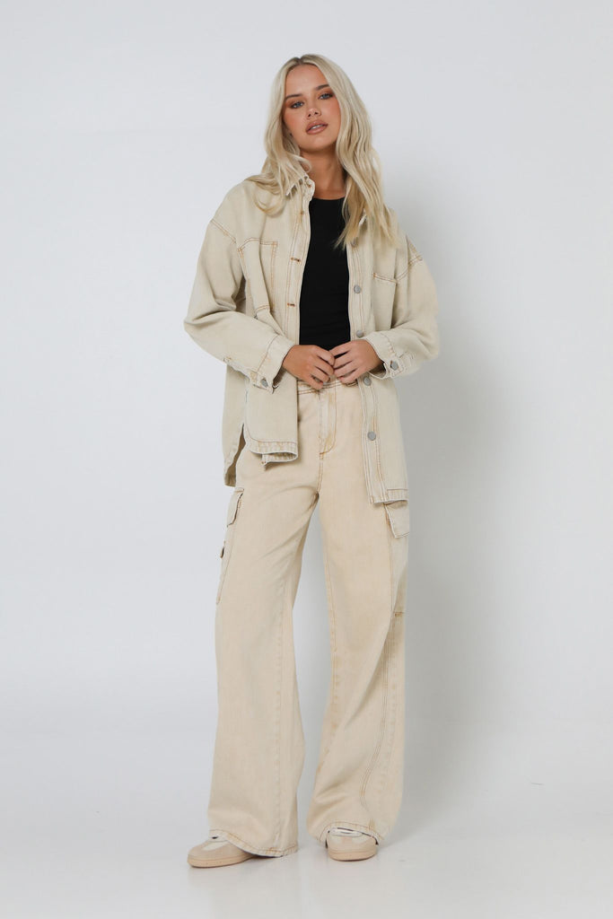 Jude Cargo Pant Beige Denim